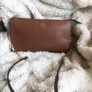 Tory Burch Pebble Leather Crossbody- Classic Tan